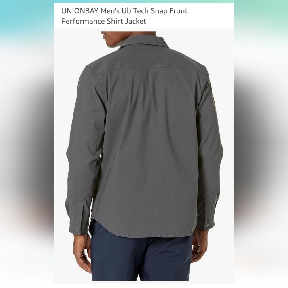 UNIONBAY Men's Charcoal Performance Shirt Jacket. - Picture 5 of 6